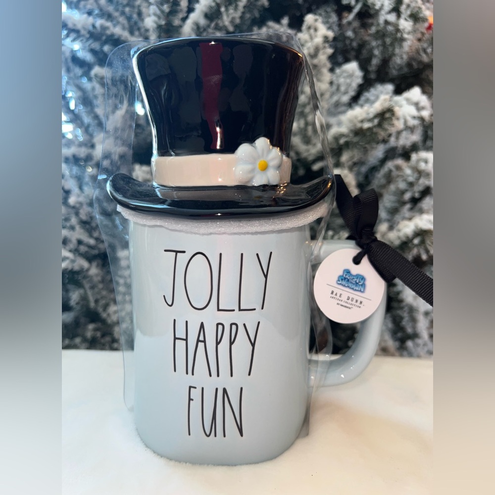 Rae‎ Dunn JOLLY HAPPY FUN Frosty the Snowman Mug w/ Lid NWT